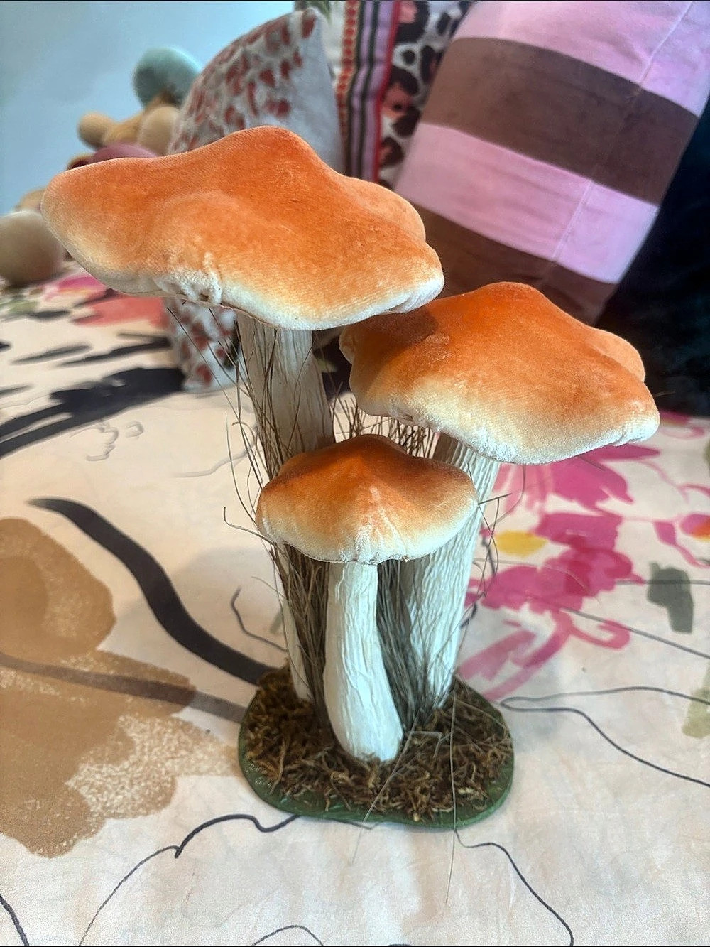 Orange Mushroom Decor Sculpture